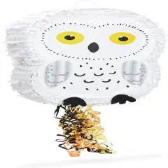 Small Owl Pull String Pinata for Woodland Birthday Party Decorations (17 x 13 In)