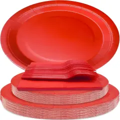 Red Party Supplies Set Include Red Paper Plates and Napkins party supplies,Severs 25 Guests Red Dessert Plates