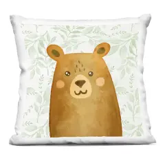 Stupell Industries Joyful Bear on Botanicals Decorative Printed Pillow design by Kim Allen, 18 x 7 x 18