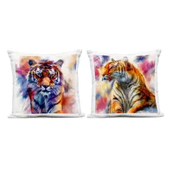 Stupell Industries Prowling Jungle Tigers 2pc Outdoor Printed Pillow Set design by Kim Allen, 18 x 7 x 18