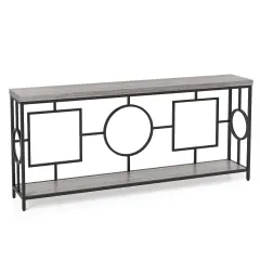 MDF Console Table, 2-Tier Metal Frame with Anti-Tip and Storage