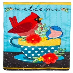 Songbirds Welcome Garden Flag Applique 2 Sided