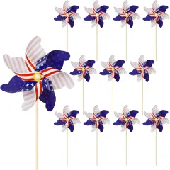 12Pcs American Flag Patriotic Pinwheels Fourth of July Decor Outdoor