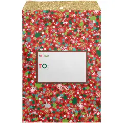 Pack/6: Christmas Party Theme Mailing Envelope - 6 x 1/2 x 9-1/2"