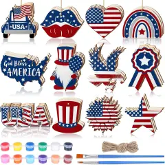 JellyArch 36 Pcs Patriotic Wood Cutouts