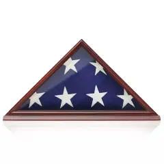 Burial Memorial Flag Display Case for 5' X 9' Folded, Solid Wood Cherry Finish