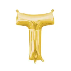 Anagram&reg; 16" Gold Letter T Balloon Air Fill Only Foil Mylar