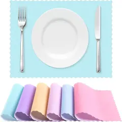 Disposable Paper Place Mats Multicolor Paper Place Mats with Decorative Wavy Scalloped Edge Blank Table Mats for Restaurant Catering Dining Table
