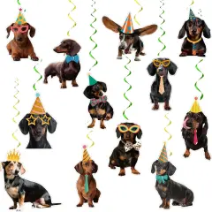24 Pcs Dachshund Hanging Decorations Dachshund Hanging Swirls Ceiling Swirls Dachshund Birthday Party Supplies for Dachshund Party Decorations Funny Dog Decorations