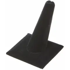 Plymor Black Velvet Ring Finger Display, Single on Square Base, 2.125" W x 2.125" D x 2.375" H