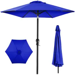 Best Choice Products 10ft Outdoor Steel Market Patio Umbrella w/ Crank, Tilt Push Button, 6 Ribs Resort Blue