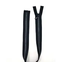 Rhinestone Jacket Zipper Black 22, 24, 25 Inches Open Bottom