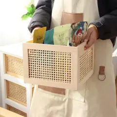 Bamboo Wooden Storage Box Cube Storage Organizer Bins Decorative Wood Square Basket Wood Crates Wicker Storage Cubes Basket