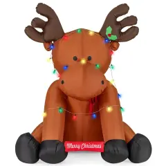 Costway 8.5 FT Tall Christmas Inflatable Reindeer Decoration with 24 LED String Lights
