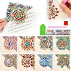 8 Pcs Mandala Diamond Art Painting Bookmarks Kits
