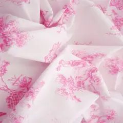 Stretch Poplin Toile Print Fabric Cotton Spandex Woven, 57/58" Wide PINK