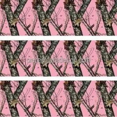 Pink Camo Trees - Side Prints - Edible Cake Topper - D5444