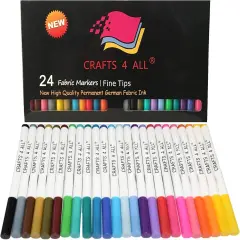 Fabric Pens for Clothes - Pack of 24 No Fade, Fabric Markers Permanent for Clothes - No Bleed, Machine Washable Shoe Markers for Fabric Decorating - Laundry Marker, Erases Stains Easily