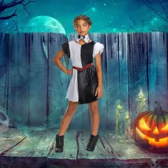 Child Medium Classic Cruella Costume Disney Villain Dress with Faux Fur and Collar