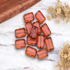 *24* 12x8mm Milky Pink Picasso Table Cut Rectangle Beads