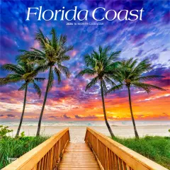 Florida Coast | 2026 12 x 24 Inch (Hanging) Monthly Square Wall Calendar | Plastic-Free