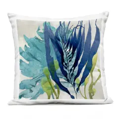 Stupell Industries Blue Seaweed Plant Flowing Leaves Outdoor Printed Pillow, 18 x 7 x 18