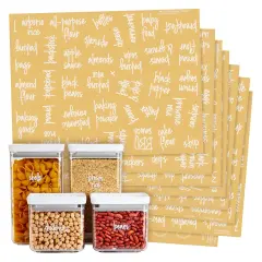 Talented Kitchen 375 Clear Pantry Labels for Containers - Preprinted White Script Kitchen Stickers for Organizing Food Containers, Jars, Storage Canisters, and Bins (Water Resistant)
