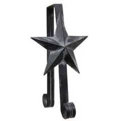 Rustic Star Double Wreath Holder Black Metal Over Door Decorative Hooks for Seasonal Decor