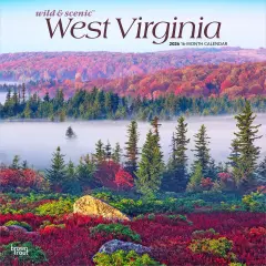West Virginia Wild & Scenic | 2026 12 x 24 Inch (Hanging) Monthly Square Wall Calendar | Plastic-Free
