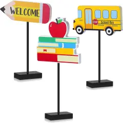 3 Pieces Back to School Wood Table Decor Pencil
