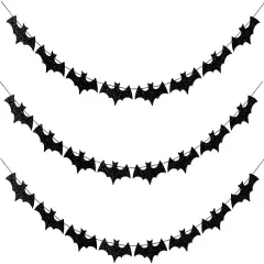Black Glittery Bat Garland Halloween