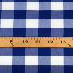1 Yard Royal Blue 1&Prime; Gingham Checkered Poly Cotton Fabric 58/59 Inch Wide Non-Stretch Cloth for Apparel & Decor