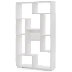 Costway 47" Tall Bookshelf Modern Geometric Bookcase with Open Shelves Anti-tipping Kits White/Black&Natural
