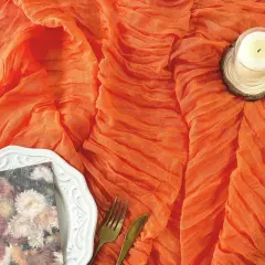 Fall Table Runner Orange Cheesecloth