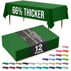 Exquisite 12-Pack Premium Plastic Tablecloth 54in. x 108in. Rectangle Plastic Table Cover Emerald
