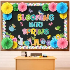 75 Pcs Spring Flowers Decorations Bulletin Board Set