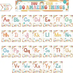 Groovy Alphabet Affirmations Bulletin Board