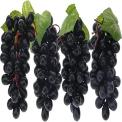 4 Bunches Fake Black Grapes