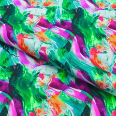 1 Yard 36" x 58/60" Paintbrush Strokes Printed Spandex Fabric 200 gsm Multicolor
