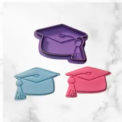Grad Cap W/ Name Plaque Cookie Cutter and Stamps