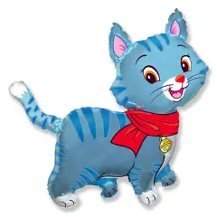 Lovely Cat Blue Foil Balloon Large Shape 37"