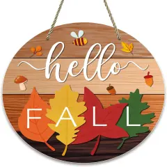 Fall Door Sign 11.8" Autumn Maple Leaves Welcome(Brown)