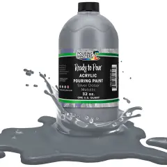 Pouring Masters Silver Dollar Metallic Ready to Pour Acrylic Pouring Paint - Premium 32-Ounce Pre-Mixed Fluid Acrylic Paint - Fluid Art Supplies for Canvas, Wood, Paper, Tile & Rocks