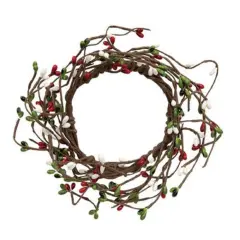 Handcrafted Rustic Pip Berry Ring For Home Decor And Seasonal Displays Green Red White