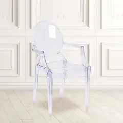 Emma and Oliver 4 Pack Ghost Chair with Arms Clear