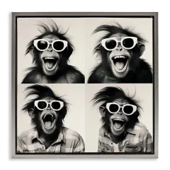 Stupell Industries Fun Sunglasses Monkey Framed Floater Canvas Wall Art Design by Roozbeh Bahramali