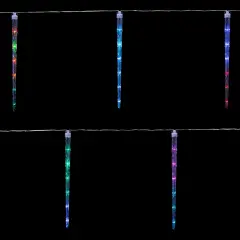Northlight LED Color Changing Cascading Icicle Christmas Light Tubes - Multicolor - 13' Clear Wire - 5ct