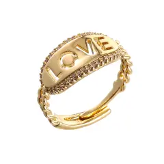 City By City Gold Love Plate Ring &ndash; Minimalist Romance