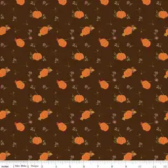 The Awe of Autumn Pumpkins Brown 43"/44" Fabric Per Yard