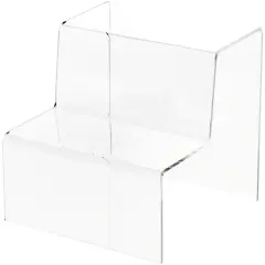 Plymor Clear Acrylic 2-Step Solid Back Display Stairs, 6.125" H x 6" W x 6.75" D